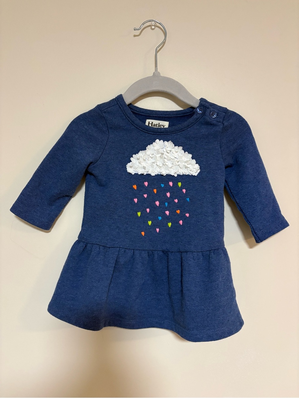 Hatley Navy and White Baby Dress with Cloud Detail